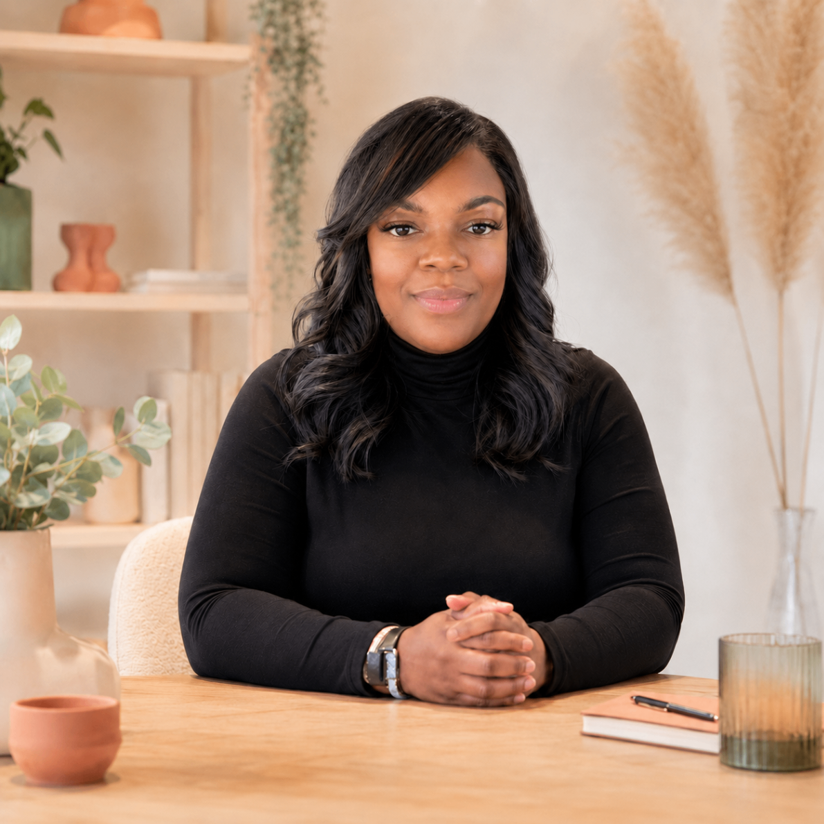 Sharleen DaCosta smiling warmly at a desk