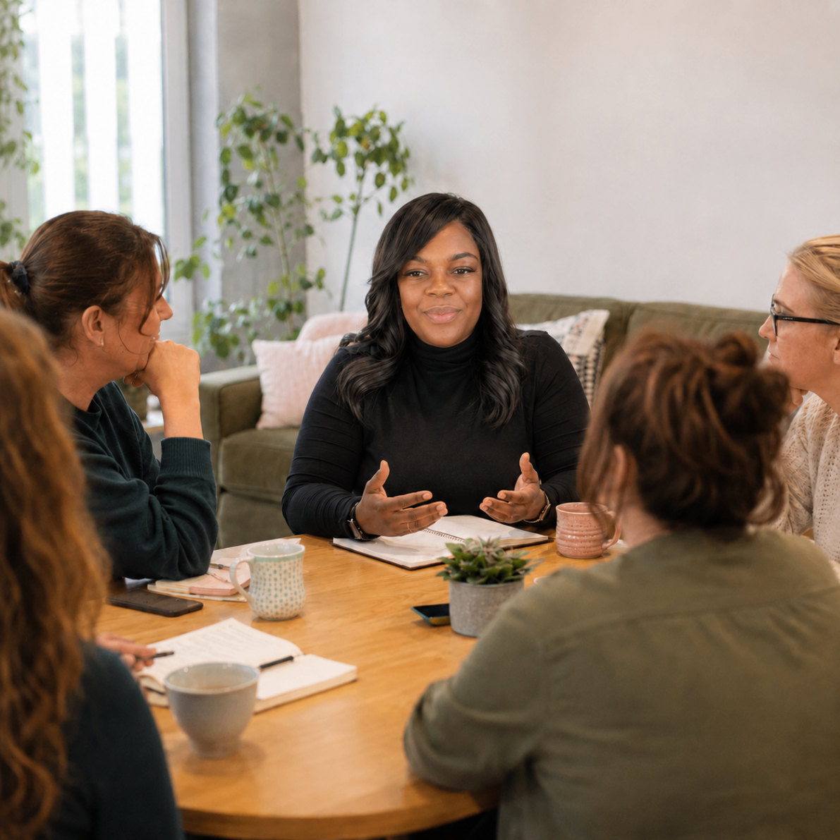 Sharleen DaCosta hosting a supportive parent group session
