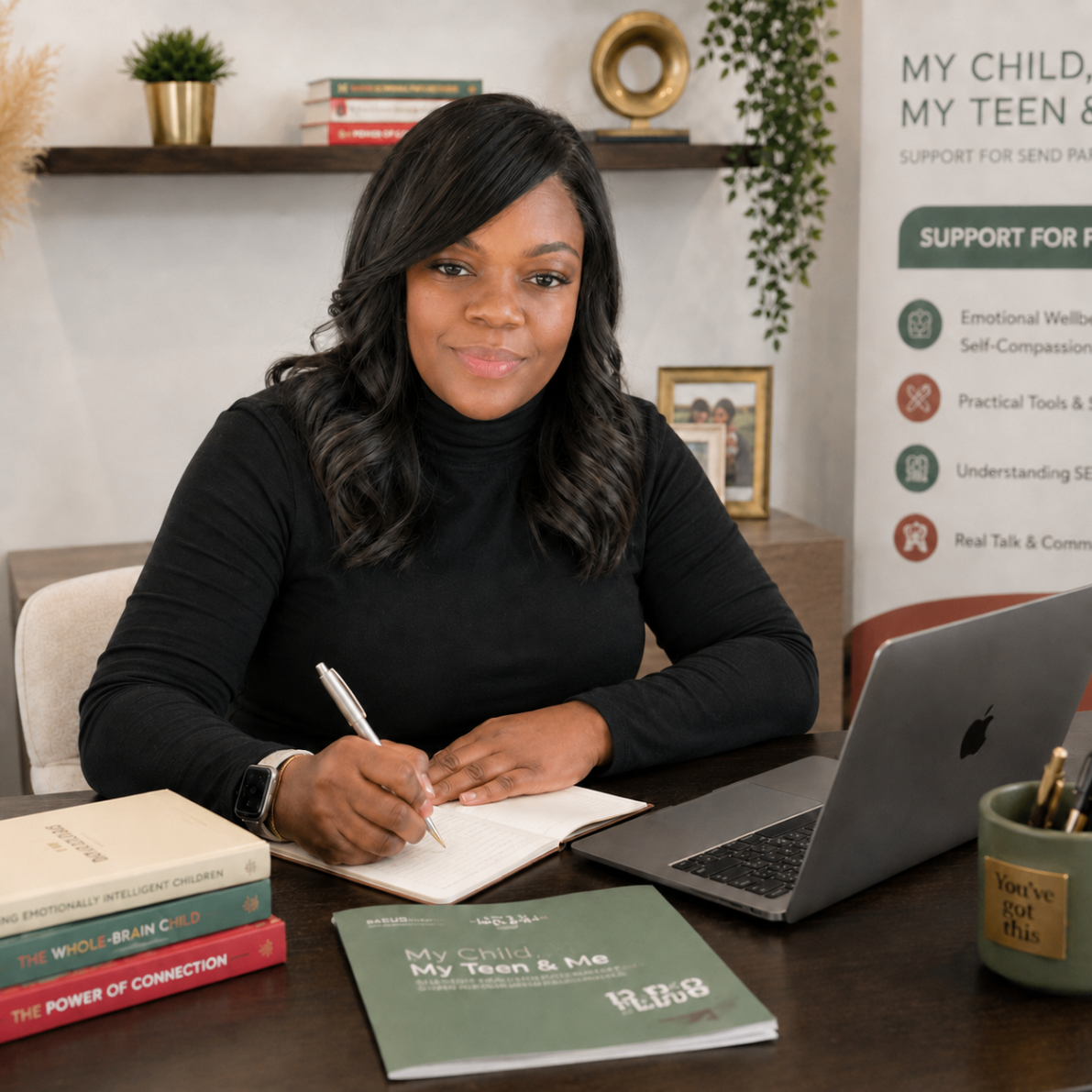 Sharleen creating SEND parent resources at her desk